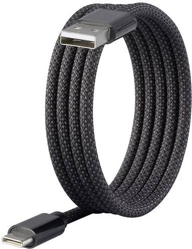 Renkforce USB 2.0 Kabel mit USB-C Stecker und USB-A Stecker, Länge: 1,00 m, Schwarz mit magnetischer Aufwicklung und Stoff-Ummantelung, RF-6437924 - Bild 1
