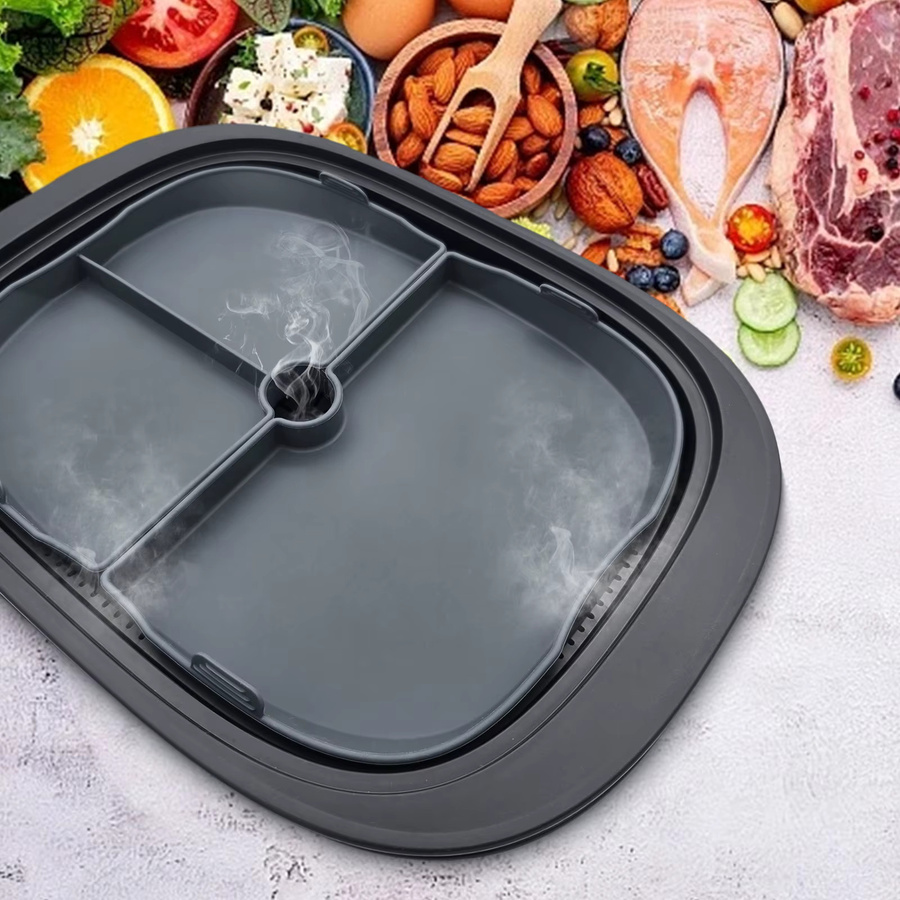 Silikon-Dampftablett für Thermomix TM7 von Vorwerk, 3-in-1-Einsatz mit mehreren Fächern, grau, antihaftbeschichtet - Bild 4