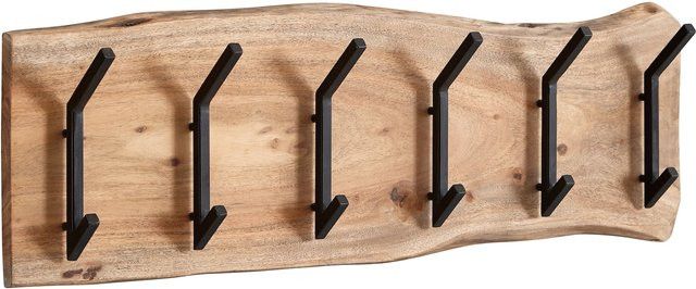 FineBuy Wandgarderobe aus Holz und Metall als Hakenleiste für den Flur, Breite: 100 cm, Höhe: 29 cm, Tiefe: 12,5 cm - Bild 1