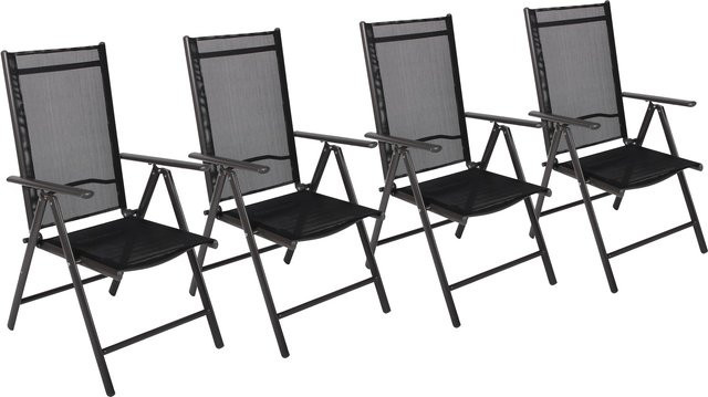 VCM 4er Set Alu-Gartenstühle in Anthrazit mit Textilene-Netzgewebe und Armlehnen, H x B x T: 105 x 56 x 65 cm - Bild 1