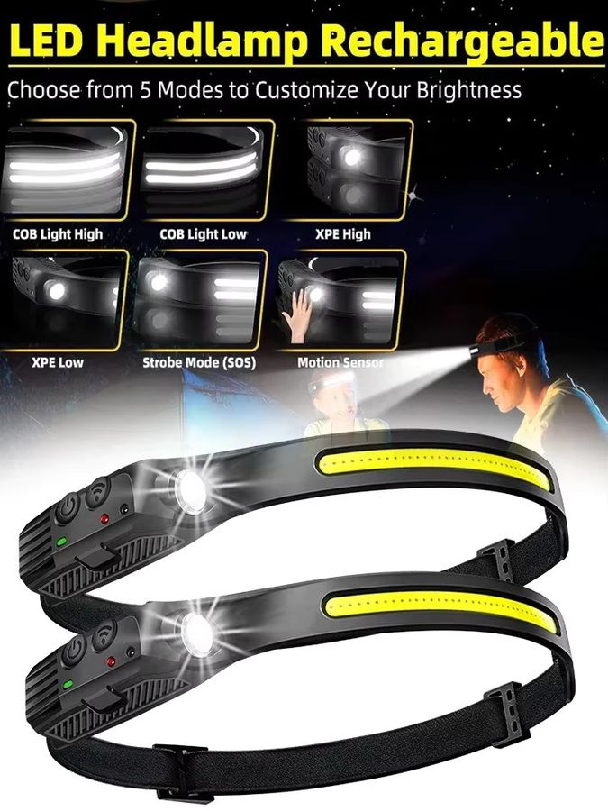 Heinast LED Sensor Kopf Lampe mit Induktion und wiederaufladbarer Batterie für Outdoor Camping Angeln und Reiten - Bild 5