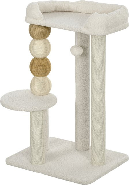 Aosom PawHut Katzenbaum mit oberem Bett, Plattform und Spielball aus Holz und Plüsch in Beige, B/T/H: 48,5 x 40 x 76 cm - Bild 1