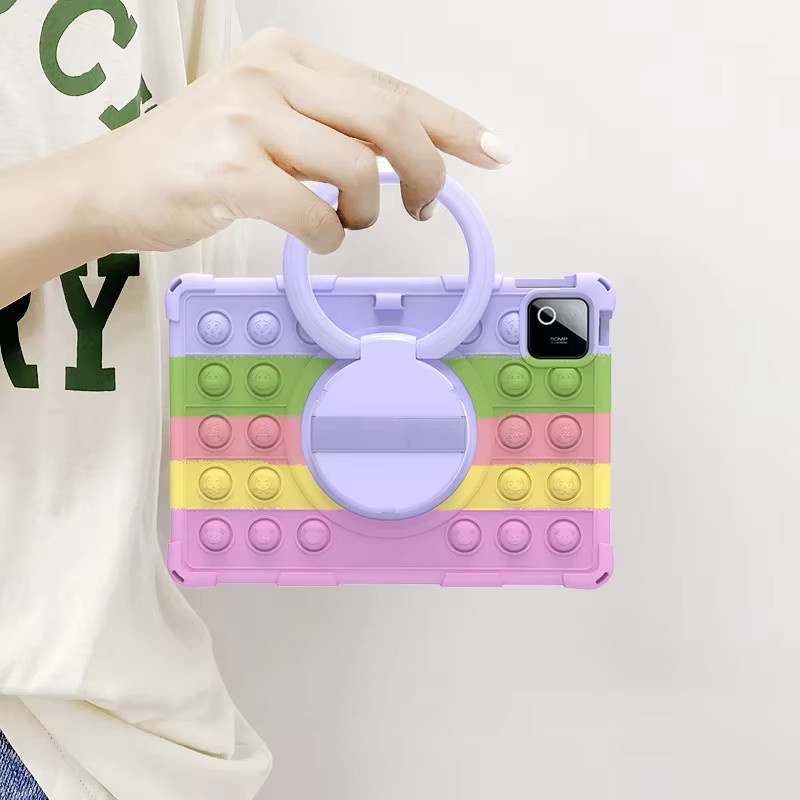 Silikon Kinderhülle für Xiaomi Pad 8, 7 und 11,2 Zoll mit Schultergurt und Stifthalterung in Schwarz und Multicolour - Bild 1