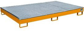 Bauer Regalwanne RW-GR 2200-1 PE mit PE-Einsatz und Gitterrost, gelborange RAL 2000, B: 131,5 cm, T: 216,5 cm, H: 23 cm - Bild 1