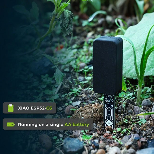 Seeed Studio XIAO ESP32 C6 Bodenfeuchtigkeitssensor in Schwarz mit Home Assistant und ESPHome Integration für die dynamische Pflanzenüberwachung - Bild 1