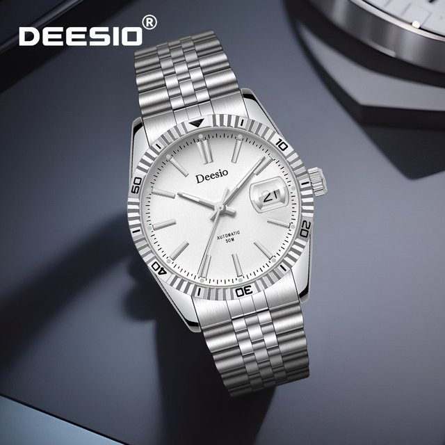 Deesio Armbanduhr Automatik, Edelstahl, Silber, Herren, 5 ATM, Leuchtzeiger - Bild 1