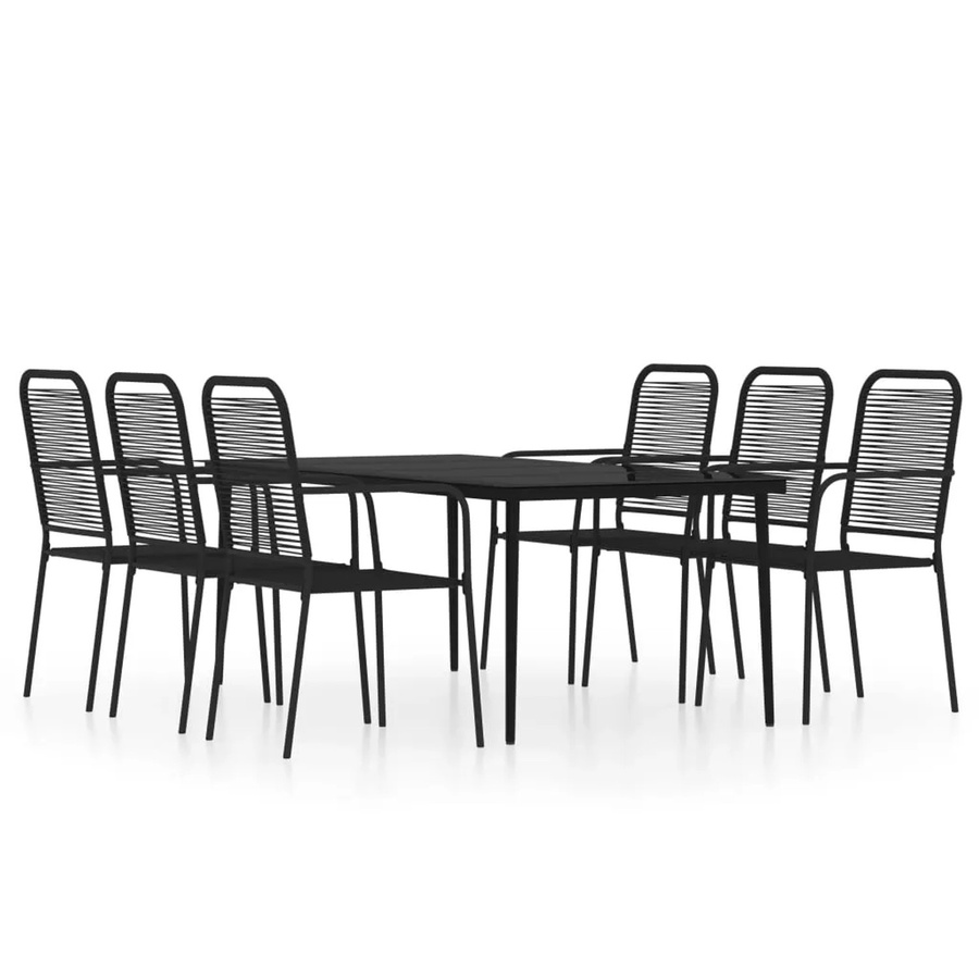 vidaXL 7-teilige Garten-Essgruppe aus Stahl und Glas in Schwarz - Bild 2