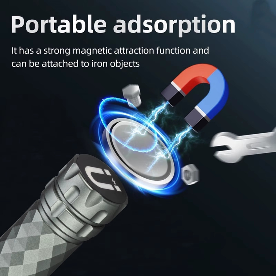 Alonefire Hochleistungs-Taschenlampe mit 4 LEDs und 6000 Lumen, wiederaufladbar via USB mit LCD-Anzeige, ideal für Outdoor, Jagd und Camping - Bild 4