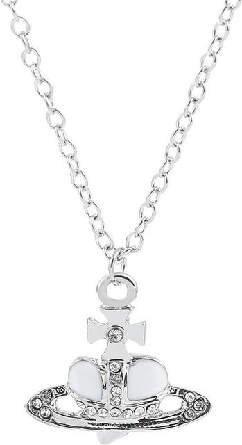 Pino Chio Saturn-Halskette mit Liebes-Herz-Anhänger, Silber, Zirkonia, Damen - Bild 1