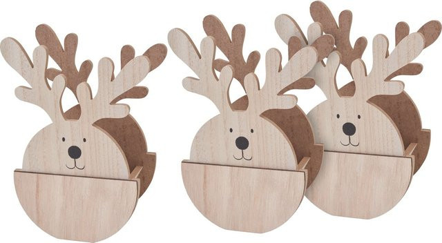 VBS Elchkörbchen Funny Trio aus MDF-Holz in Beige für Weihnachten, B: 19,5 cm, T: 9,0 cm, H: 3,0 cm - Bild 1
