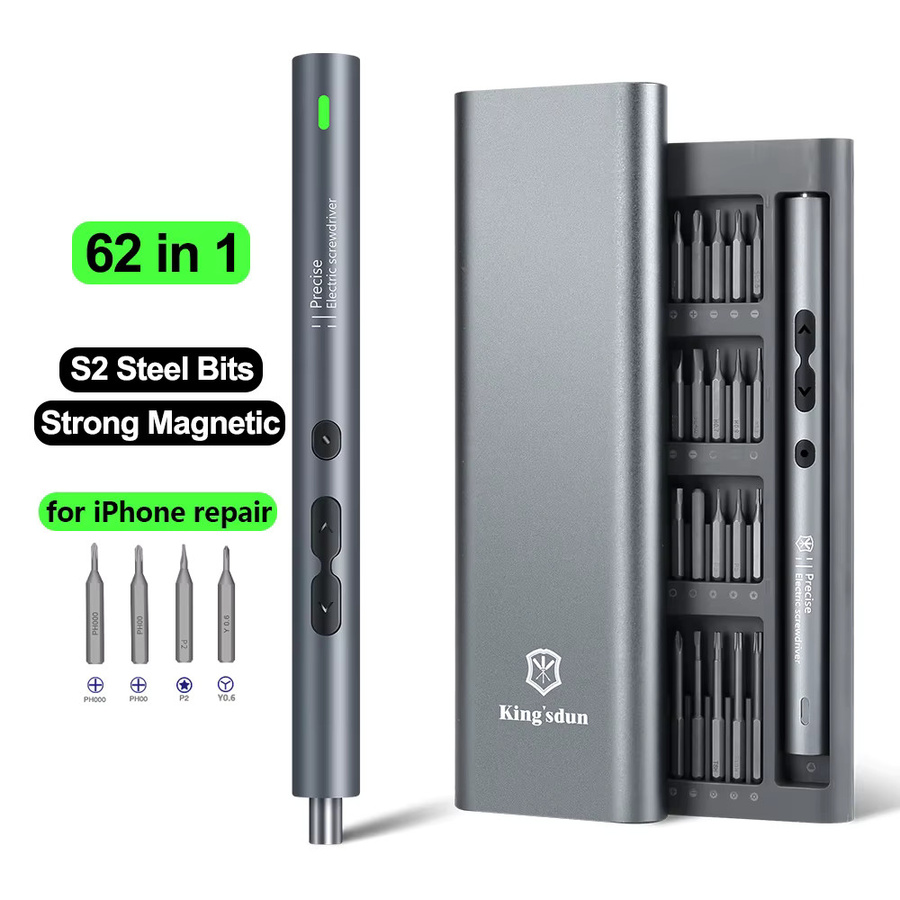 UF·TOOLS 62-in-1 Elektroschraubendreher-Set mit Präzisionsgriff, kabelloses Elektrowerkzeug-Set in Grau zur Reparatur von Telefon und Uhren - Bild 2