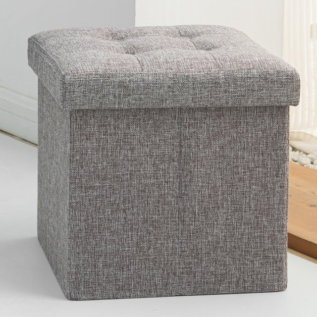 Oak & Tea Klappbarer Sitzhocker mit Stauraum und weicher Polsterung in Braungrau, B/T/H: 30 x 30 x 30 cm - Bild 1