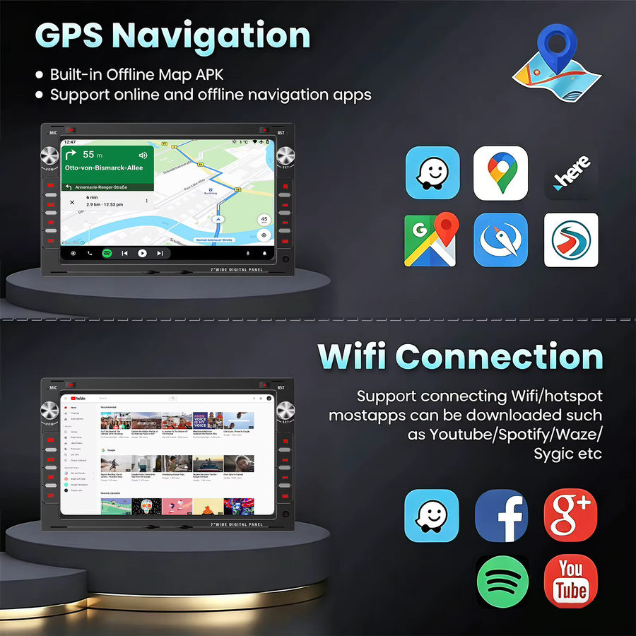 ESSGOO Android 15 Autoradio mit 7 Zoll Display, 8-Kern Prozessor, 6GB RAM und 128GB Speicher für VW Polo 9N, Golf 4, Passat B5 und T5, Schwarz, mit kabellosem Carplay, Android Auto, GPS, 4G, DSP, Bluetooth und WLAN - Bild 4