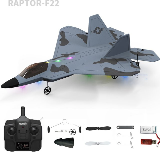 WLtoys F22 Raptor F22 Kampfflugzeug, RC Flugzeug, mit LED Licht und Gyroskop - Bild 1