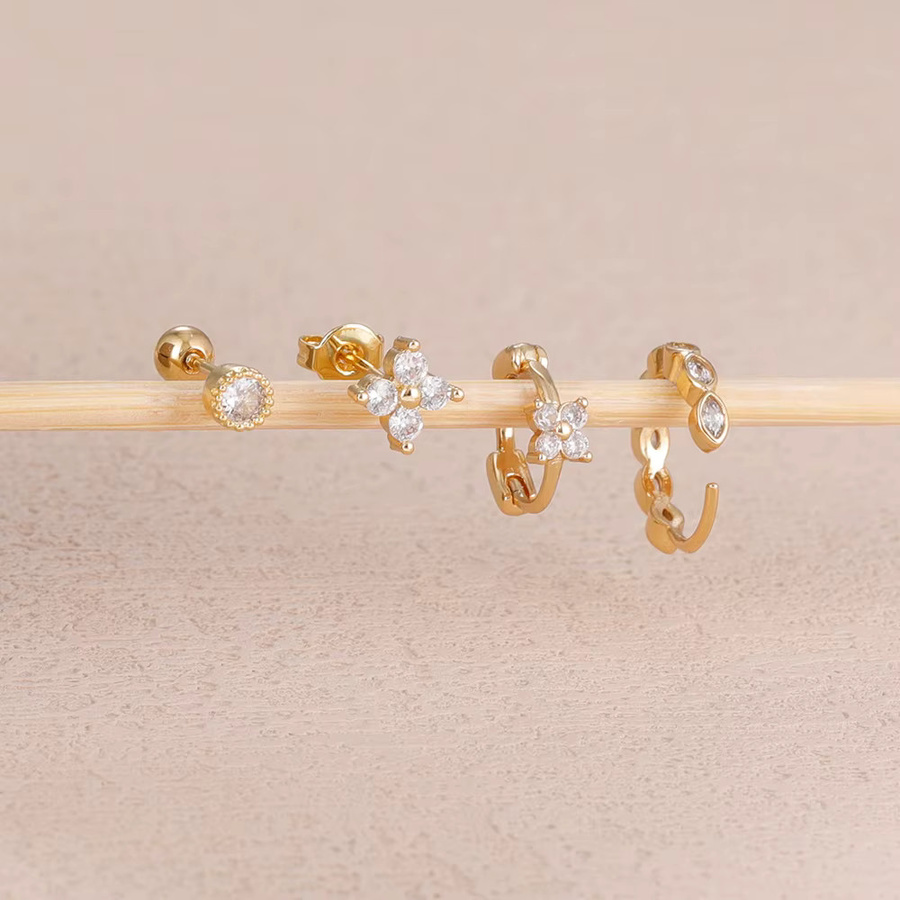 Yuedane Creolen-Set, 14 Karat vergoldeter Edelstahl, Zirkonia, Damen - Bild 2