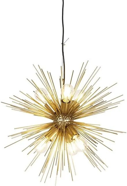 QAZQA Art Deco Hängelampe in Gold aus Stahl mit 6 E27 Fassungen, höhenverstellbar und dimmbar - Bild 1