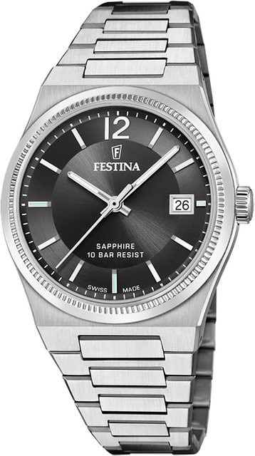 Festina Damenuhr, Quarz, Edelstahl, Schwarz, 35 mm, 10 ATM - Bild 1