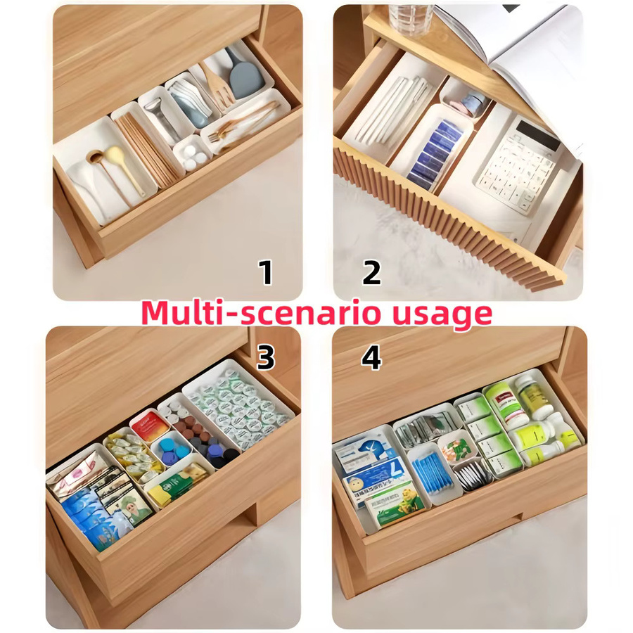 7-teiliges Schubladen-Organizer-Set aus Kunststoff in Weiß für Küche, Badezimmer und Schmuck - Bild 5