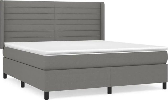 vidaXL Boxspringbett Hybrid mit Matratze und Kopfteil, Dunkelgrau, B/T/H: 160 x 200 cm - Bild 1