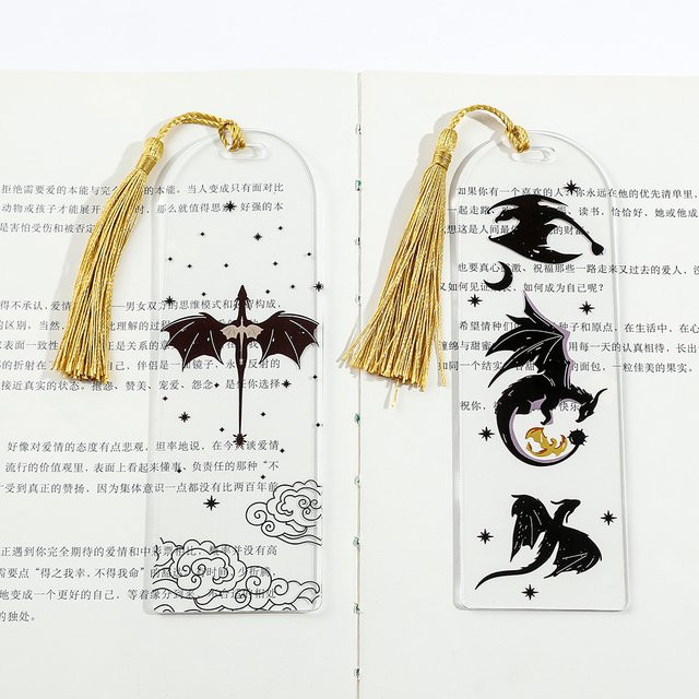 Anime Black Dragon Lesezeichen-Set aus Acryl in Schwarz für Buchliebhaber - Bild 1