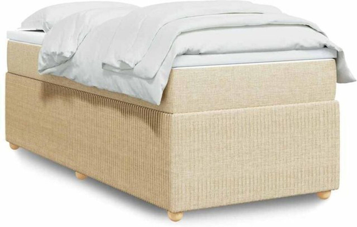 vidaxl Boxspringbett mit Matratze aus Stoff in Beige und Weiß, B/T/H: 90 x 190 x 46 cm - Bild 1