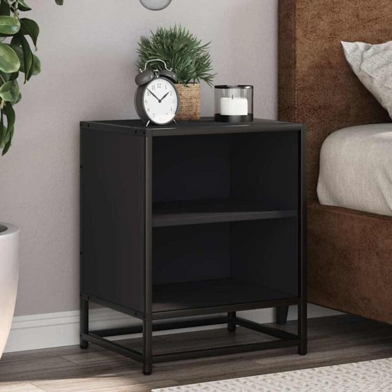Vidaxl Set aus 2 Nachttischen in Schwarz aus Holzwerkstoff und Metall im modernen Design, B/T/H: 40 x 31 x 50 cm - Bild 1