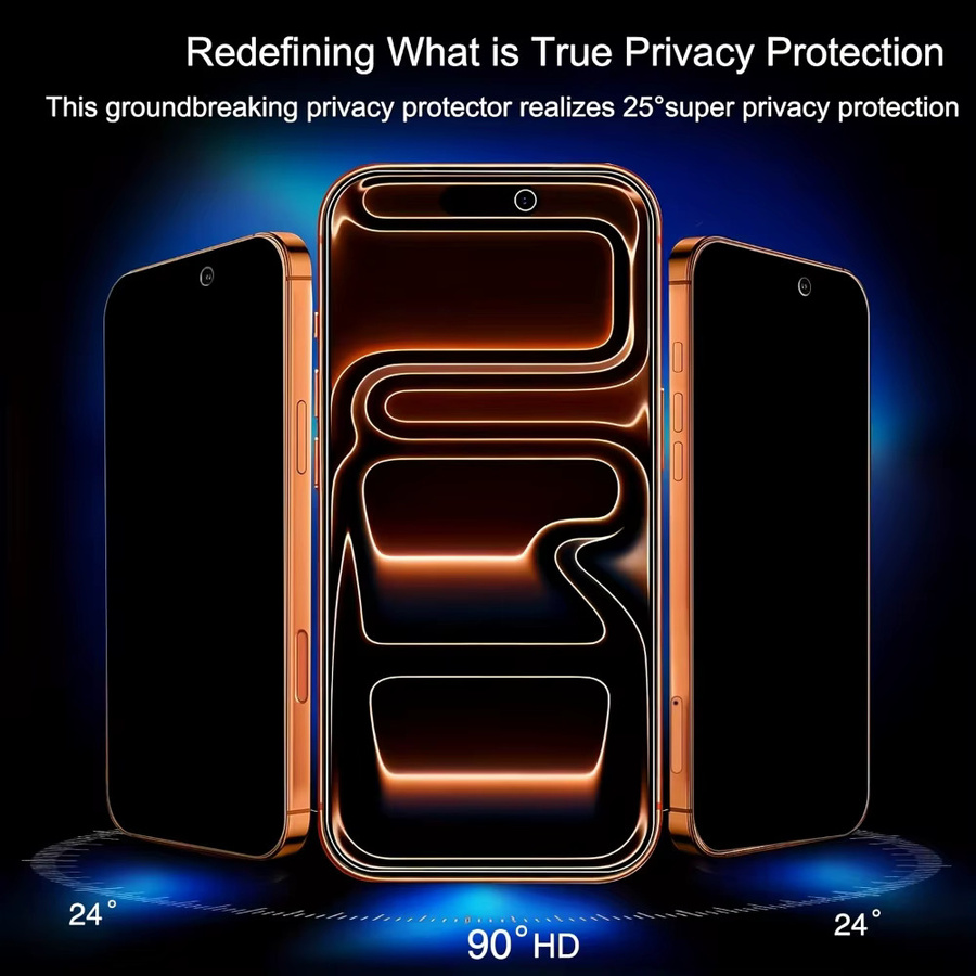 NNBILI Sichtschutz-Displayschutzfolie aus Anti-Spionage-Glas für iPhone 17 Pro Max, iPhone 16, 15, 14, 13, 12, 11 Pro Max, transparent - Bild 2