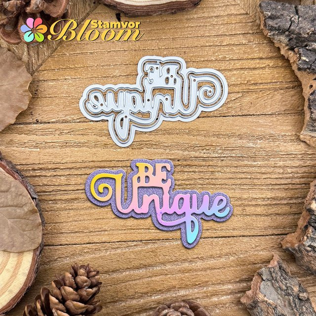 BE UNIQUE Words Metall-Stanzform Schöne Schichten in Silber für Scrapbooking und dekorative Prägung - Bild 1