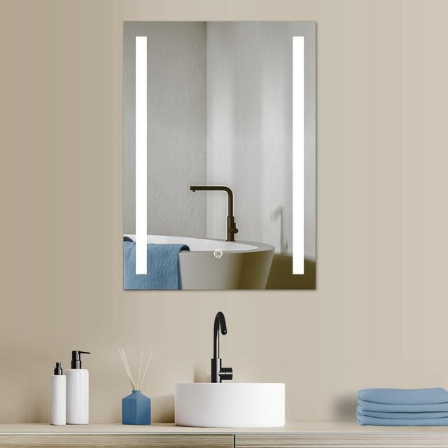 HOKO LED Badezimmerspiegel mit Touchschalter und 3 Farbtemperaturen, Weiß, B: 50 cm, H: 70 cm - Bild 1