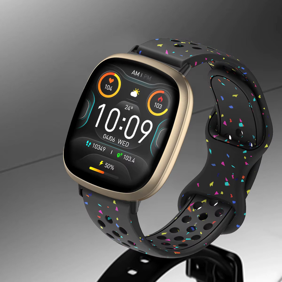 CAOWTAN Uhrenarmband Silikon, Bunt, Fitbit Versa 4 3 2 1 - Bild 4