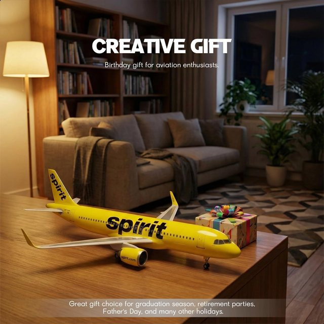 ZOCO A320neo Spirit Aviation Flugzeugmodell, 1/80 Maßstab, mit Licht und Rädern, Harz - Bild 1