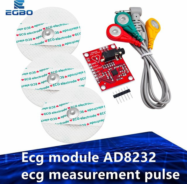 EGBO AD8232 EKG-Messung Puls-Herz-EKG-Überwachungssensor-Modul-Kit für Arduino - Bild 1