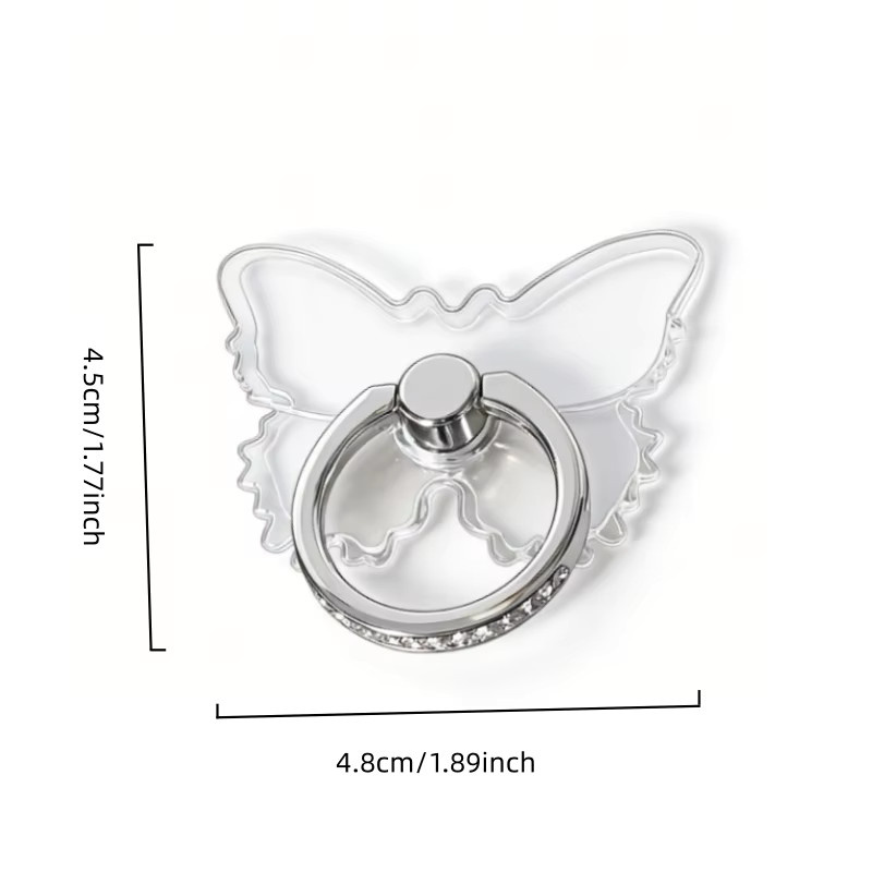 WSSHE Schmetterling-Diamant Handy-Ringhalter in Transparent mit 360 Grad drehbarem Fingergriff und Ständer für iPhones - Bild 3