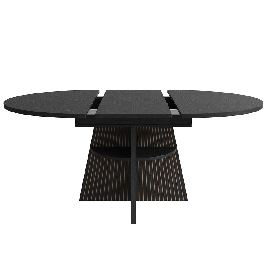 Merax Esstisch ausziehbar in Schwarz mit runder Tischplatte und zentraler Säule - Bild 2