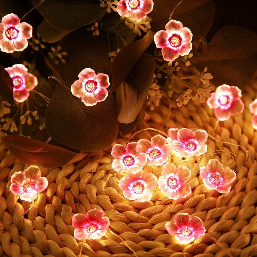 Peach Forest Kirschblüten Lichterkette mit LED in Rosa, batteriebetrieben für deine Wanddekoration im Schlafzimmer - Bild 2
