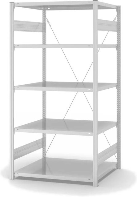PROREGAL Lebensmittel Fachbodenregal Stecksystem mit T-Profil in Weiß, H x B x T: 200 x 100 x 80 cm, 5 Ebenen mit einer Fachlast von 130 kg und hygienischer Beschichtung - Bild 1