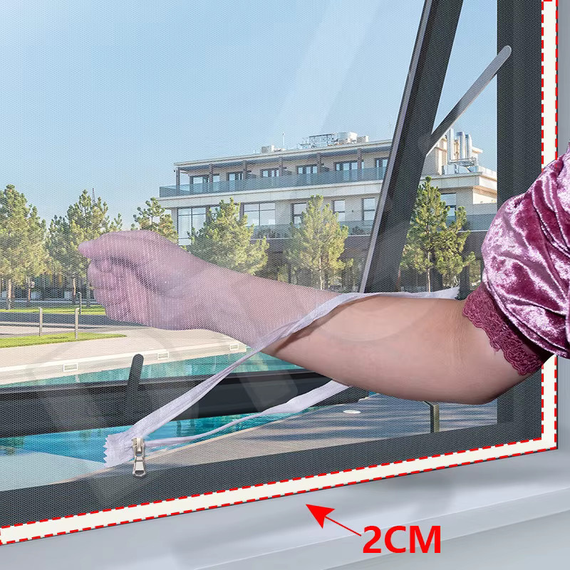 DTGJ Moskitonetz-Fensterschutz mit Reißverschluss aus weißem Fiberglas-Tüll für Oberlichter - Bild 2