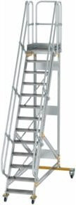 Günzburger Aluminium-Plattformtreppe fahrbar mit 13 Stufen und 60 Grad Neigung, Farbe Silber - Bild 1