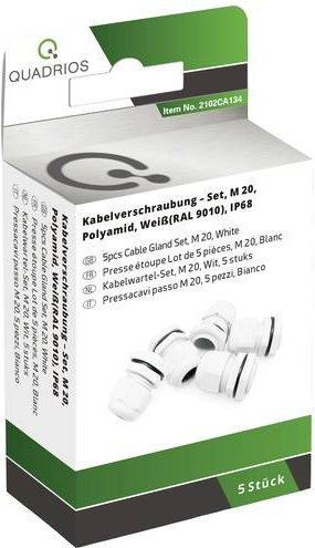Quadrios Kabelverschraubung Sortiment M20 aus PA66 Nylon in Weiß - Bild 1