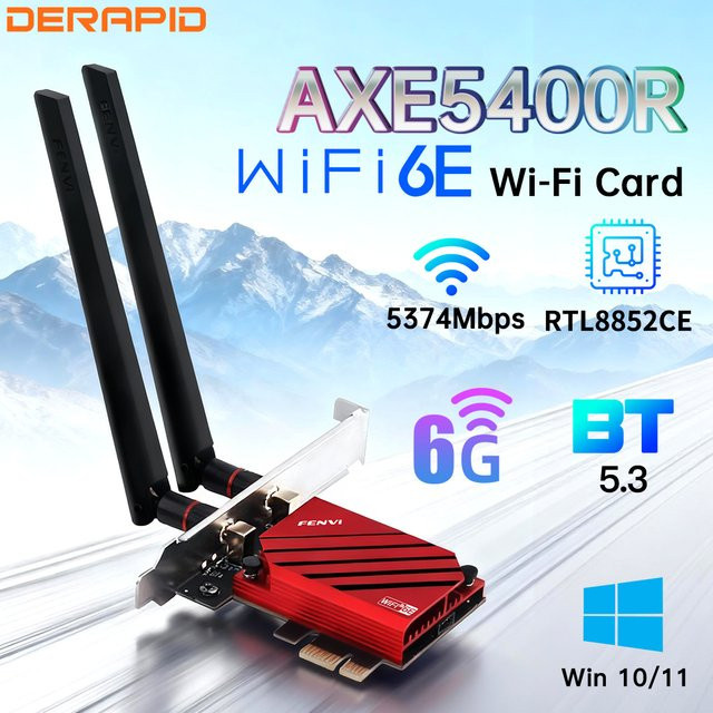 Fenvi WiFi 6E RTL8852CE PCIe Netzwerkadapter mit Bluetooth 5.3, Triple Band 2,4 GHz/5 GHz/6 GHz, 802.11ax Wireless Karte für deinen PC - Bild 1