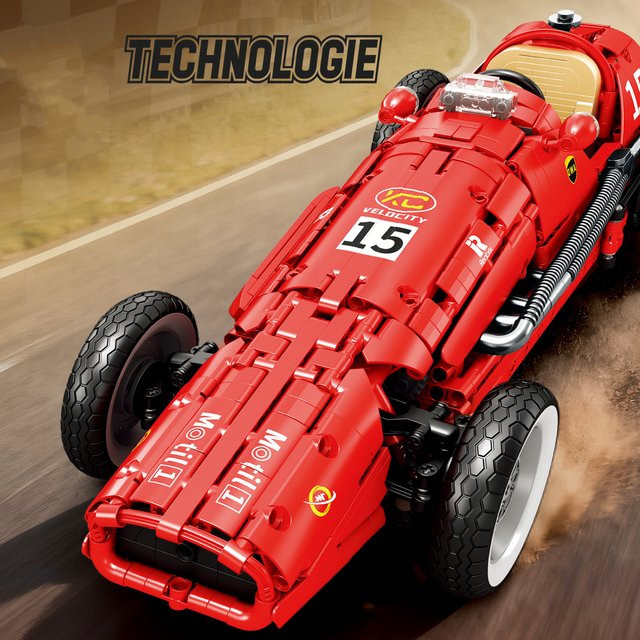 Inhaw Retro Formel 500 Racing Auto, Bausteine, 1809 Teile, 1:8 Maßstab, Rot - Bild 1