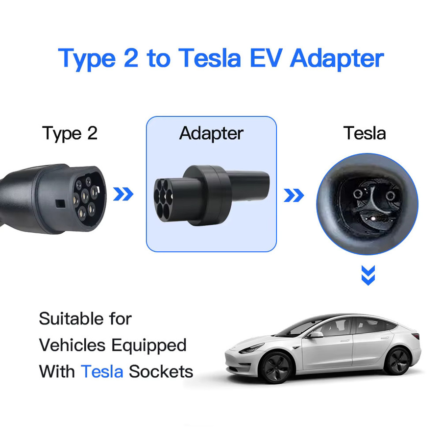KOLANKY Typ2 zu Nacs EV-Ladeadapter Schwarz IEC 62196 Stecker AC/DC Konverter für Tesla Modell S/X/3/Y Elektrofahrzeuge - Bild 4