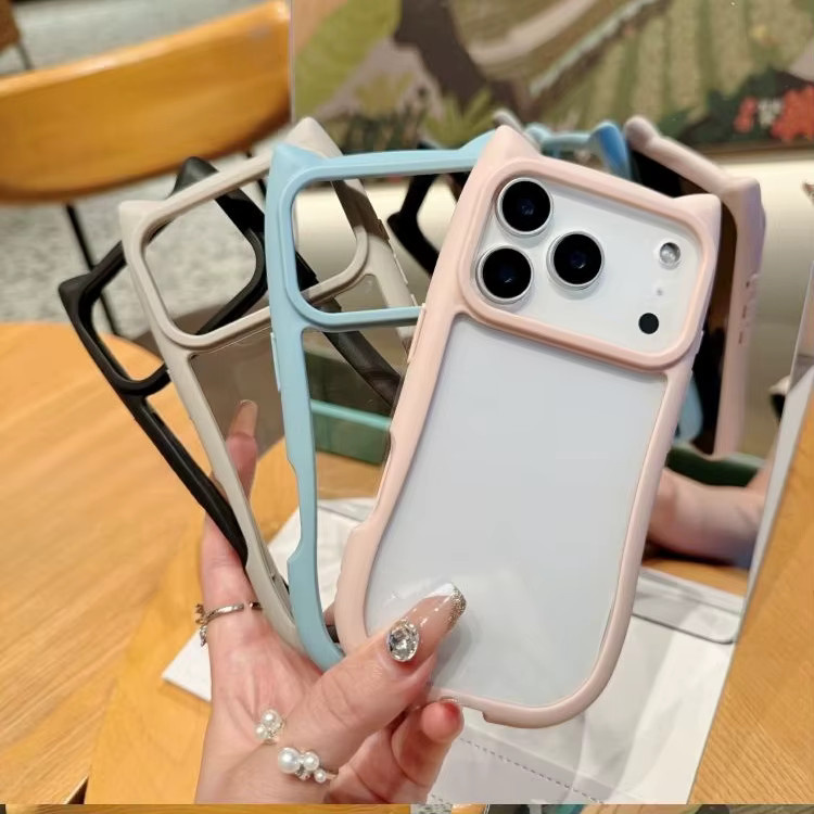 Stoßfeste Silikon-Handyhülle mit Katzenohren für Apple iPhone, Transparent - Bild 1