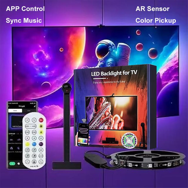 KcoiiFun RGBIC USB-LED-TV-Hintergrundbeleuchtung mit Kamera für 55–75 Zoll, Multicolour, App-Steuerung und Musik-Synchronisierung - Bild 1