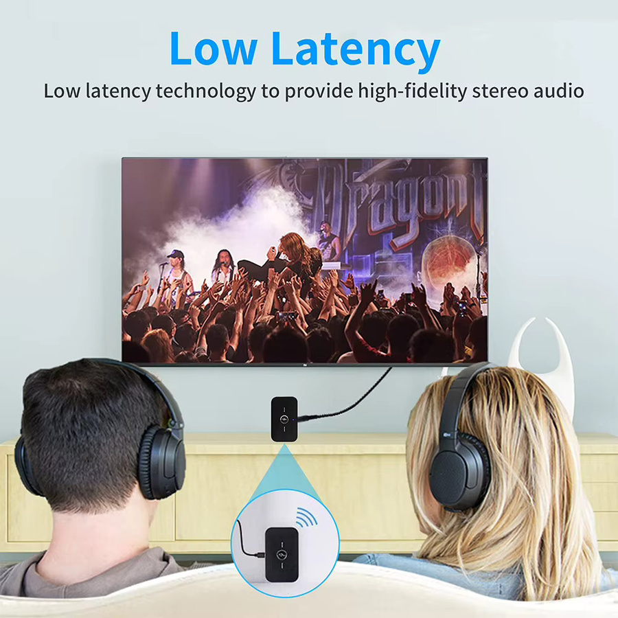 Podofo 2-in-1 Bluetooth Audio-Sender und Empfänger mit geringer Latenz und HiFi-Stereo in Schwarz mit 3,5-mm-Aux- und USB-Anschluss - Bild 3