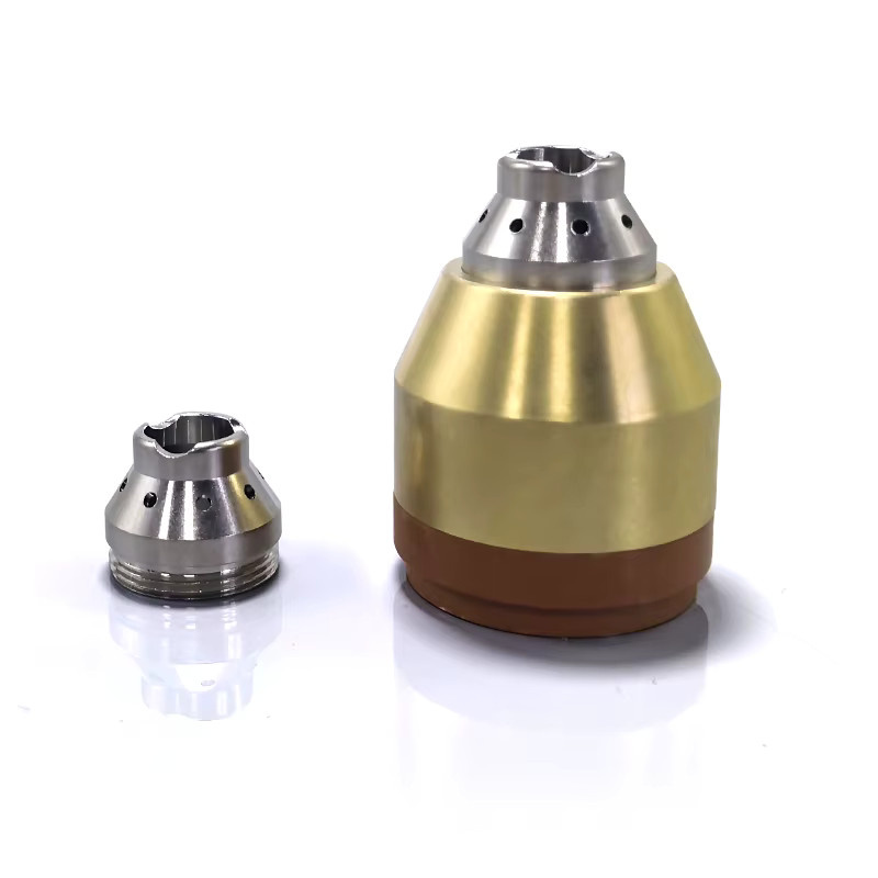 P80 P-80 Messing-Plasmaschneidbrenner Zubehör Set in Gold mit Düse, Schutzkappe, kontaktierbarem Schutzschild und Handgriff - Bild 3