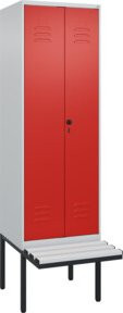 C+P PSA Doppel-Spind Classic PLUS Sitzbank mit 2 Abteilen und Sicherheits-Drehriegel, B/T/H: 212,0 x 60,0 x 81,5 cm - Bild 1