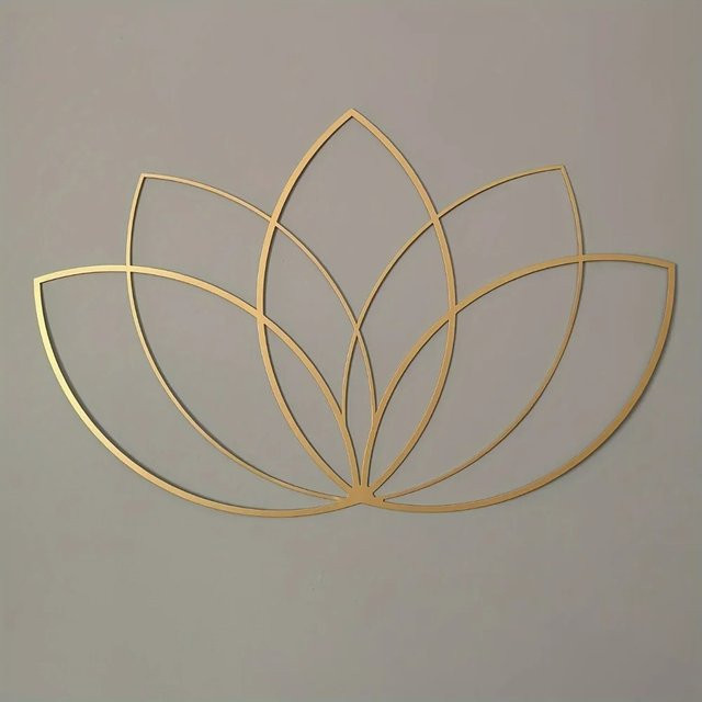 CIFBUY Lotus Gold Metall-Wandkunst – Moderne florale Wanddekoration aus Metall in Gold - Bild 1