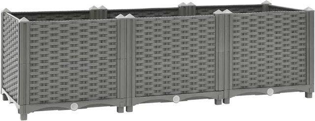 furnicato Hochbeet in Rattan-Optik aus Polypropylen, Farbe: Grau, B/T/H: 120 x 40 x 38 cm - Bild 1