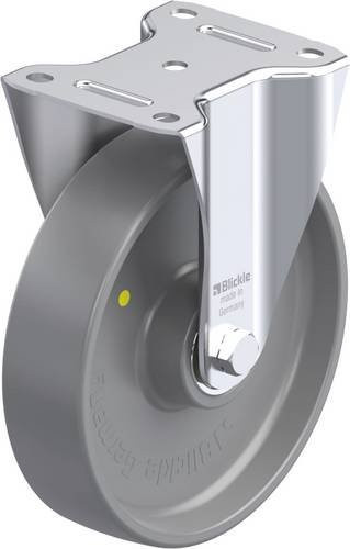 Blickle Stahlblech-Bockrolle 614107 B-PO 200K-ELS in Grau mit Kunststoffrad, Durchmesser: 200 mm, Tragfähigkeit: 400 kg - Bild 1